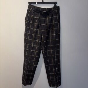 Vintage Pendleton Women's Sz6 Window Pane Pleated Gray Wool Pants Lined Academia